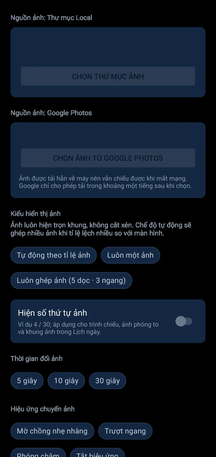 Tùy chỉnh album ảnh trong Quản trị